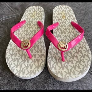Pink Michael Kors flip flops size 8